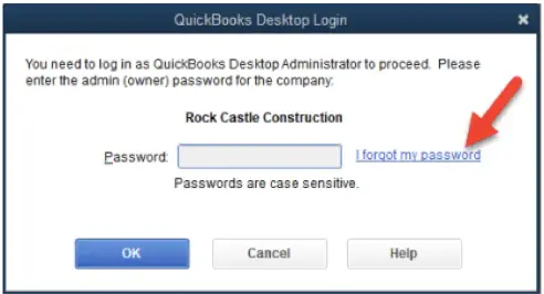 quickbooks admin has the right to reset your password for you