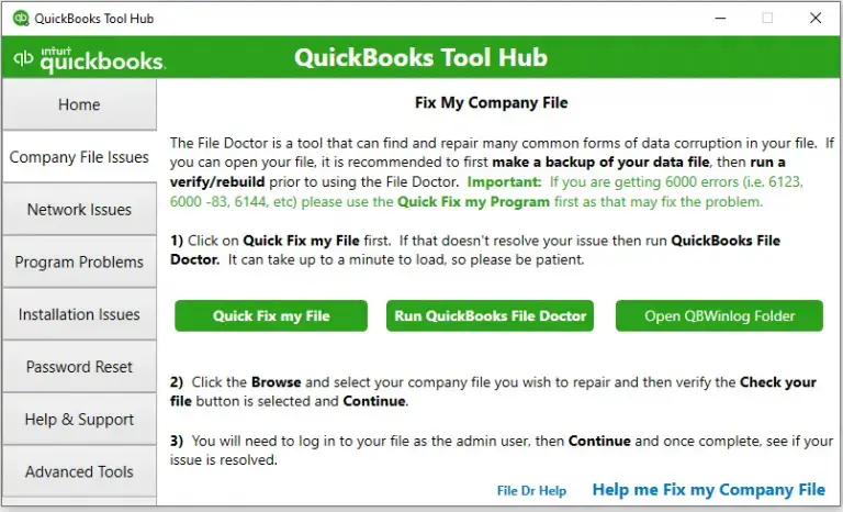 Run QuickBooks Tool Hub Process