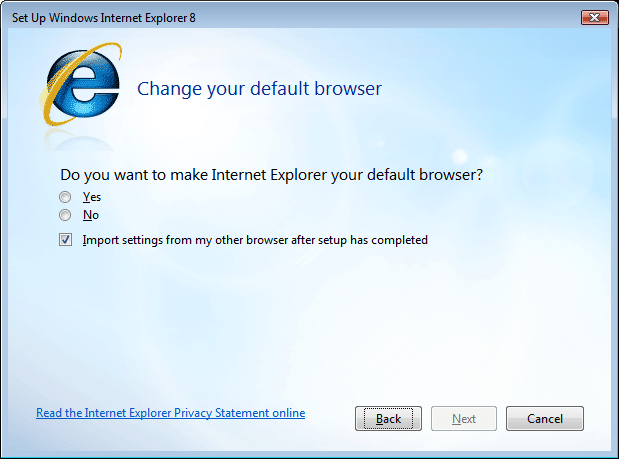 Ensure that Internet Explorer is your default browser