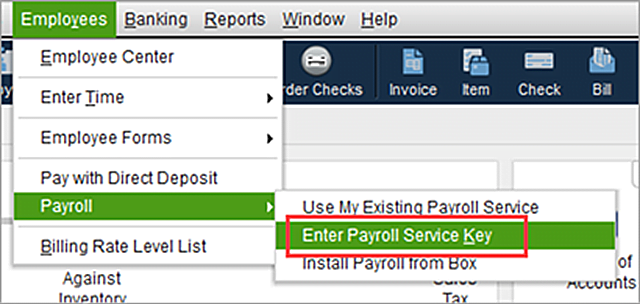 enter payroll service key window access