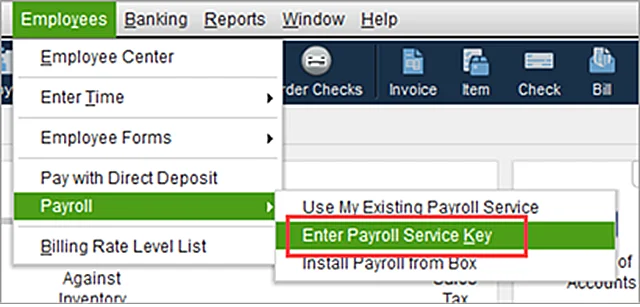 enter payroll service key window access