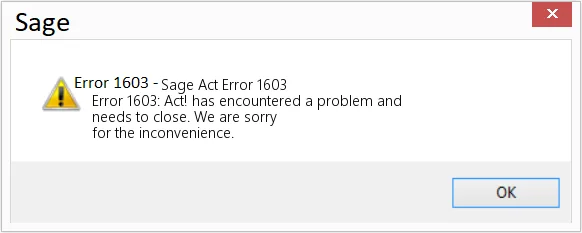 How To Fix Sage Error Code 1603 During Installation 