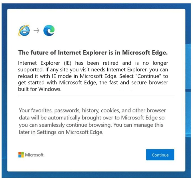 Internet Explorer in Microsoft