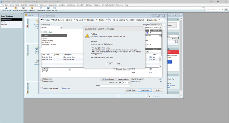 causes of error code c=272 in quickbooks