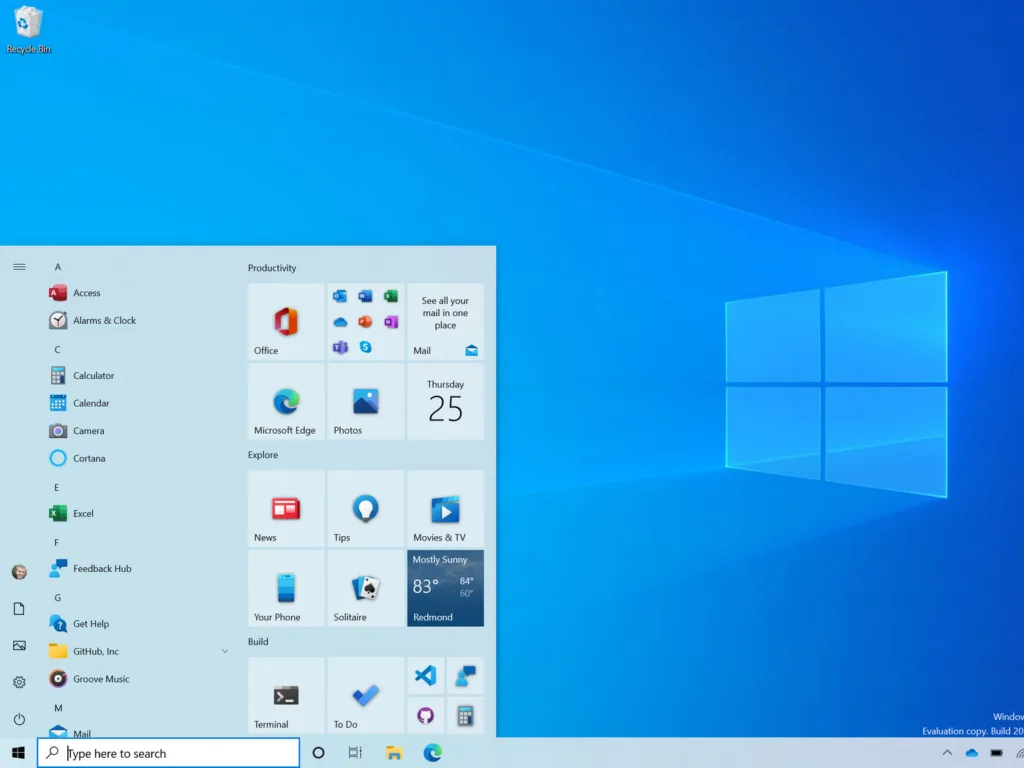 Windows Start menu.