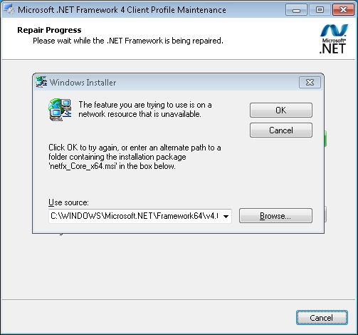 Repair Microsoft .Net Framework.