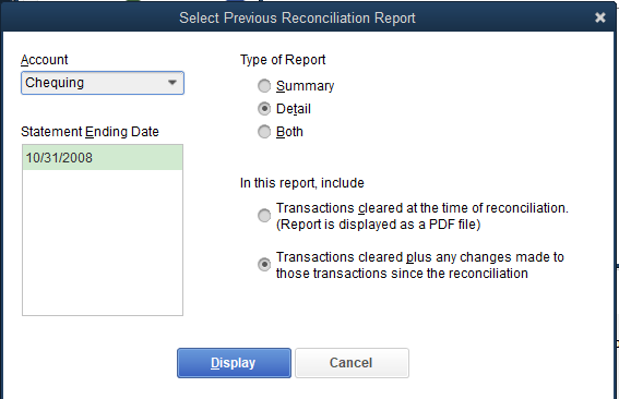 transactions cleared, plus any changes made to those transactions