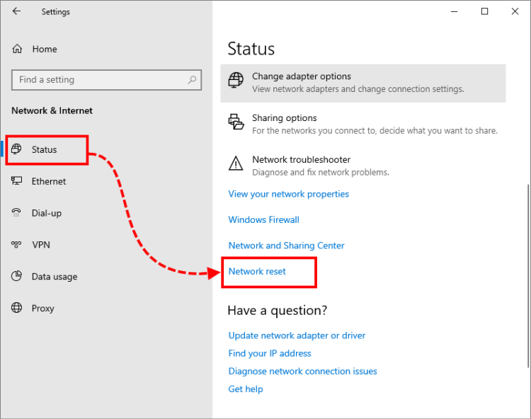 restore internet connection settings.