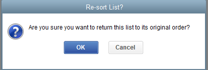 are you sure you want to return this list to its original order choose ok