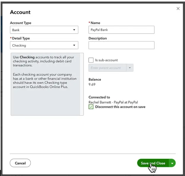 Bank Account info in the Chart of Accounts