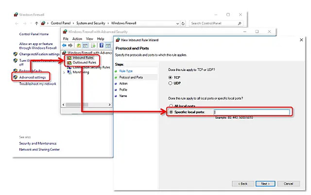 Windows Firewall Port Settings