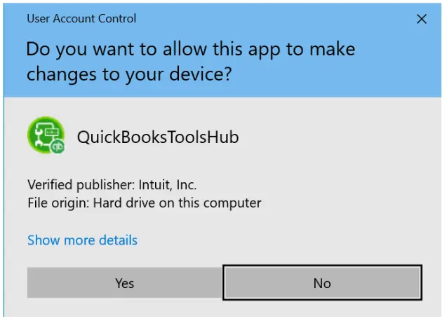 allow QuickBooks Tool Hub to make changes to the computer