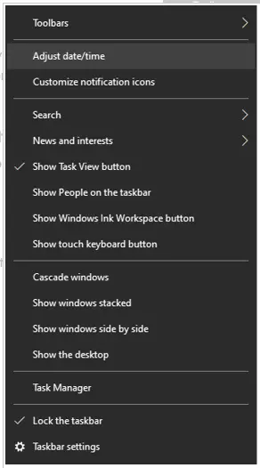 right-hand corner of the taskbar