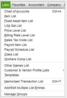 Chart of accounts