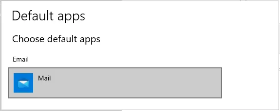 Choose Default Apps window and Click on Mail
