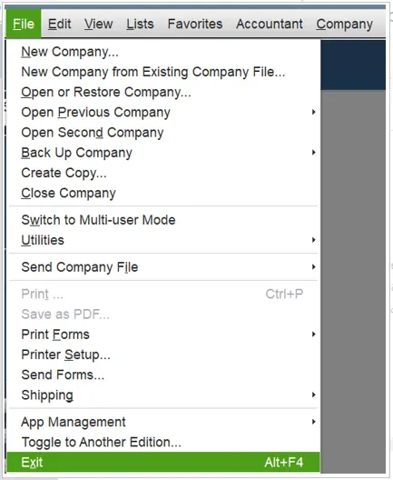 Exit QuickBooks