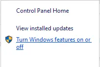 Tap on Turn Windows features on or off.