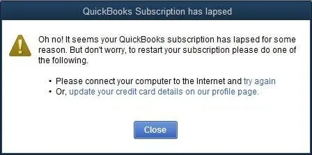 QuickBooks Subscription Has Lapsed Error