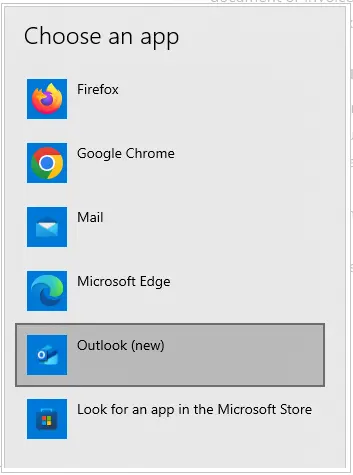 you need to select Outlook as your default mail