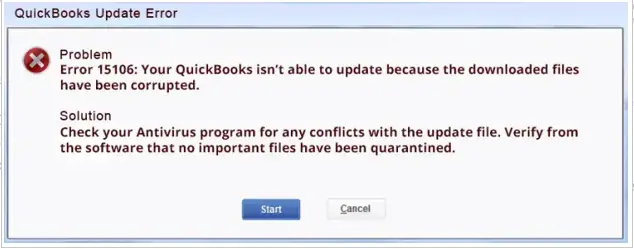 Error 15106- The update program is damaged