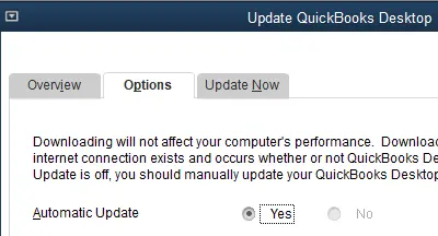 QuickBooks Automatic Update Greyed Out