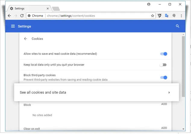 See all cookies and site data