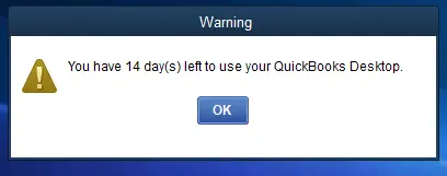 You have 14 day(s) left to use your QuickBooks Desktop