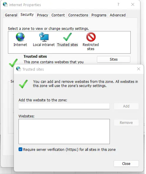 Add Intuit Sites as Trusted