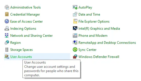 User Accounts (Classic View)