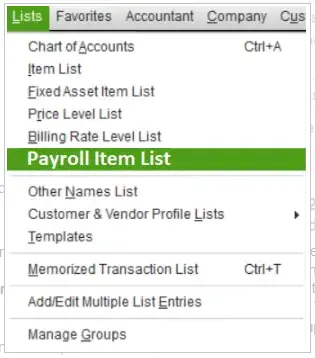 Payroll Item List