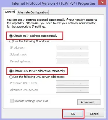 Obtain DNS Server Address Automatically