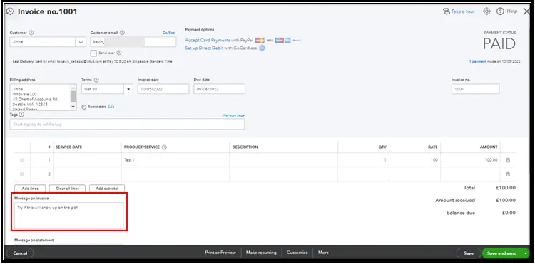 QuickBooks Invoice Missing Messages