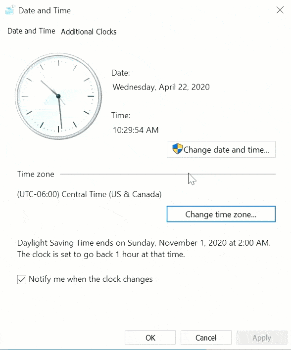 date and time