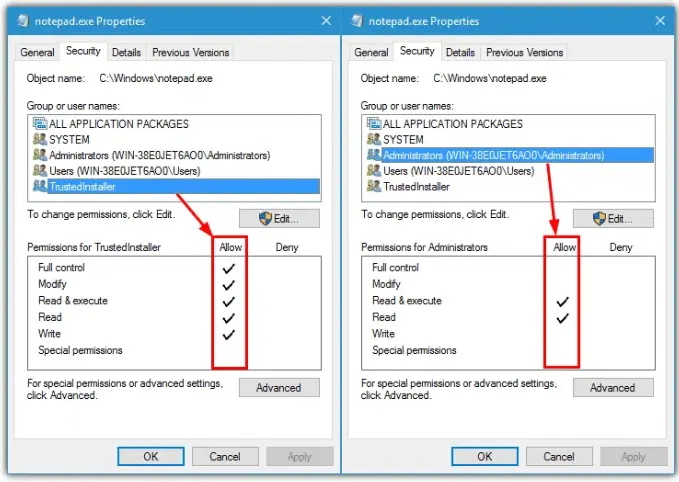 Mark Full Control in the Allow column