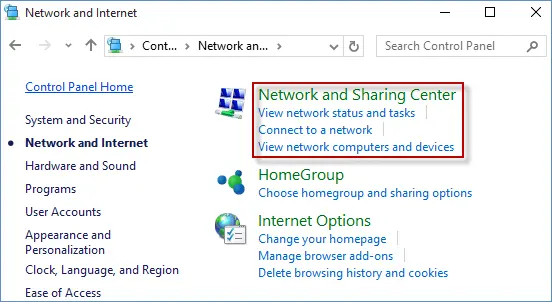 network-and-sharing-center