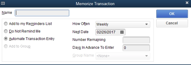 QuickBooks Memorized Transactions Not Automatically Entering